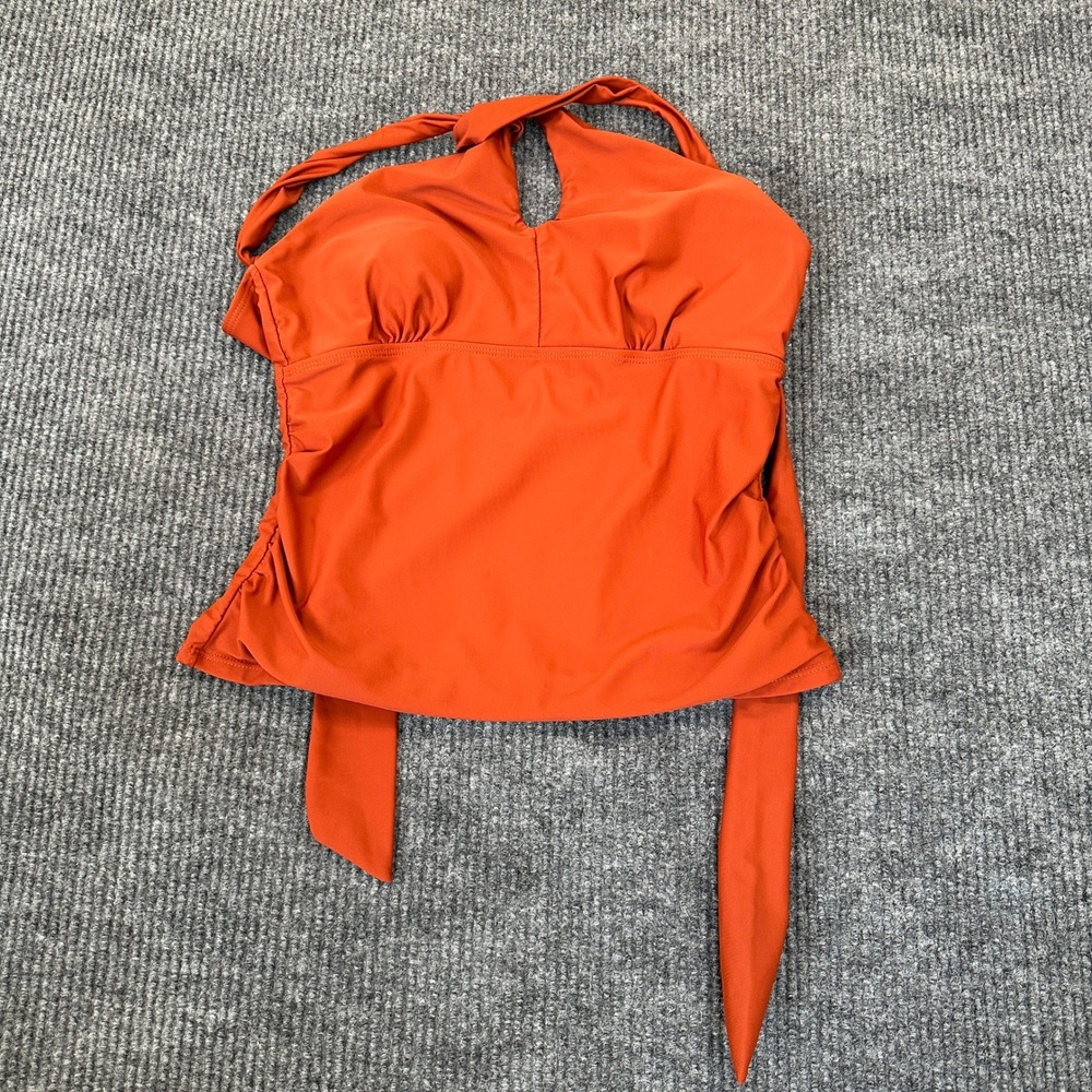 Zaful Halter Tankini Top Size 6 Burnt Orange‎ Ruched Tie Back Swimwear